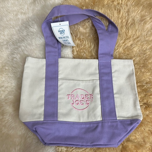 Trader Joe’s Purple and Cream Tote Bag - Picture 1 of 1